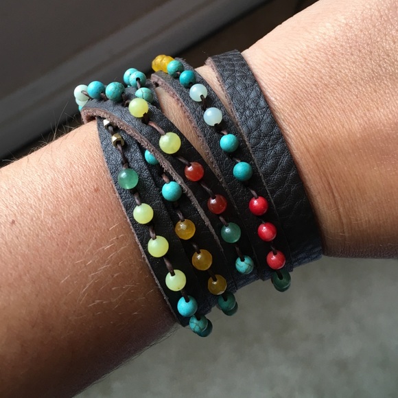 Leather Beaded Wrap Bracelet - Picture 2 of 2