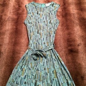 Dani Max Vintage Aqua Geometric Print Dress