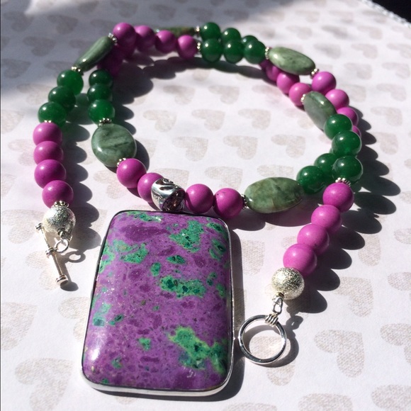 Handmade Jewelry - Rare Ruby Ziosite necklace