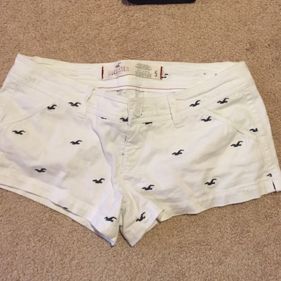 Hollister white shorts with blue seagull logo