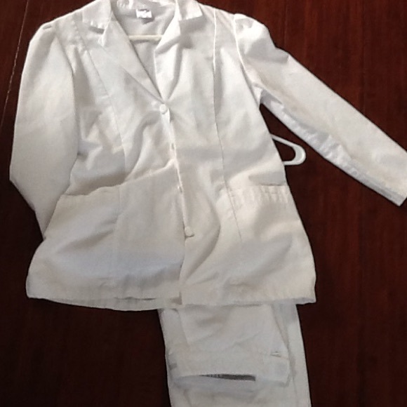 White scrub jacket and pants