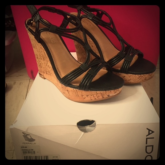 Black Aldo wedges
