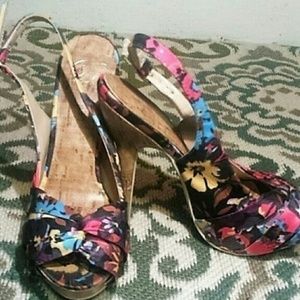Beautiful Floral Platform Heels