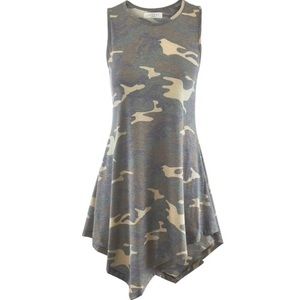 MBJ Camouflage Handkerchief Hem Tank Tunic