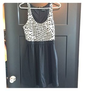 Racerback black and cream dress