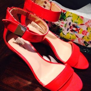 NEW- Prabal Gurung red sandals with ankle strap