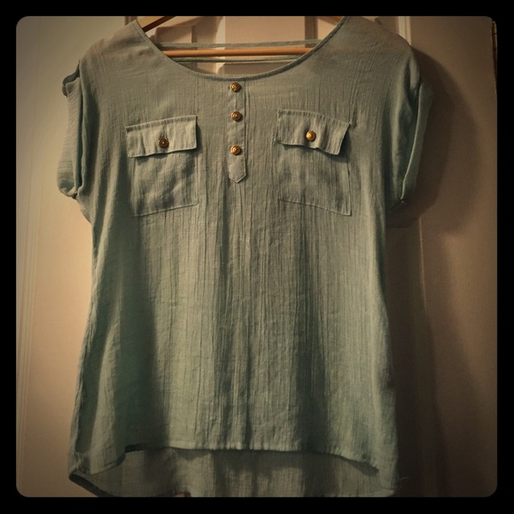 Edge mint 3 button strappy back top