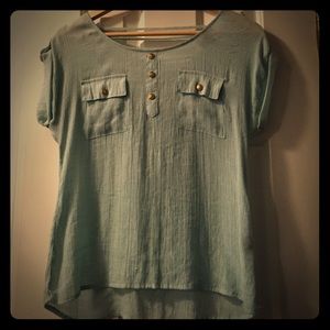 Edge mint 3 button strappy back top