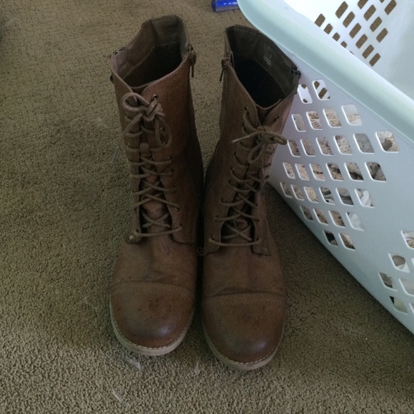 Brown combat boots