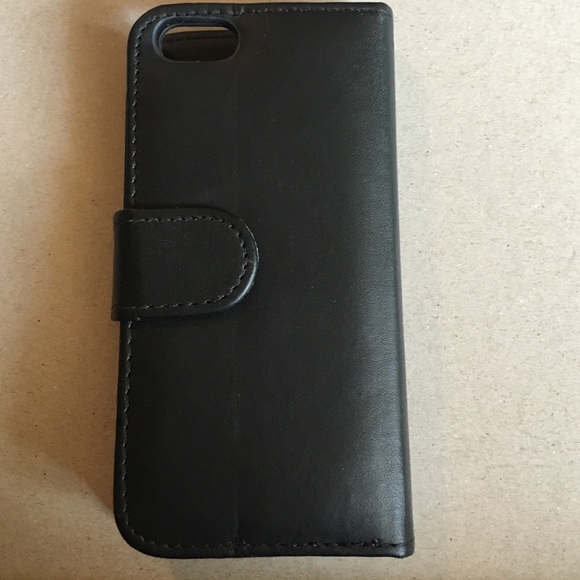 Black Leather iPhone 5 Wallet Case