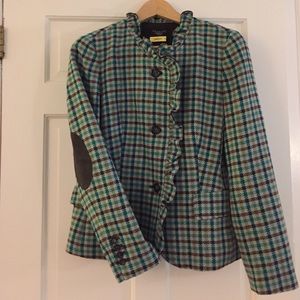 Equestrian style Talbots blazer Teal and brown