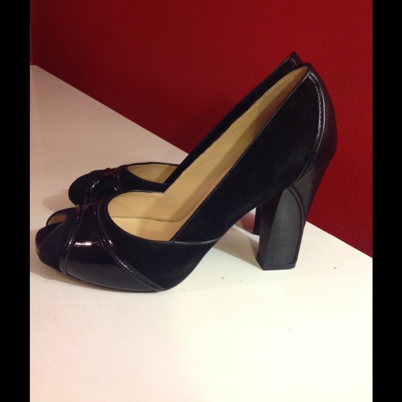 Cole Haan NikeAir Black Leather Suede Heels