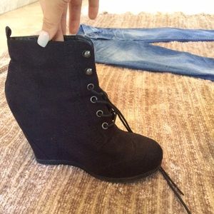 Black Wedged Booties