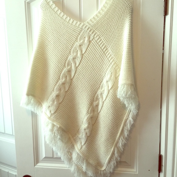 Double v neck sweater poncho