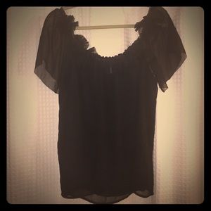 LOFT Sheer Black Blouse