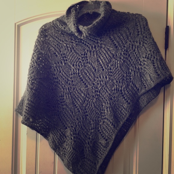 Grey turtleneck poncho