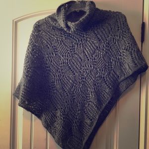 Grey turtleneck poncho