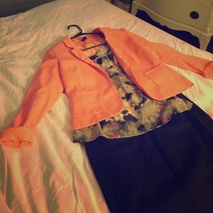 H&M peach blazer (6) and New York & Co. Tank (S)