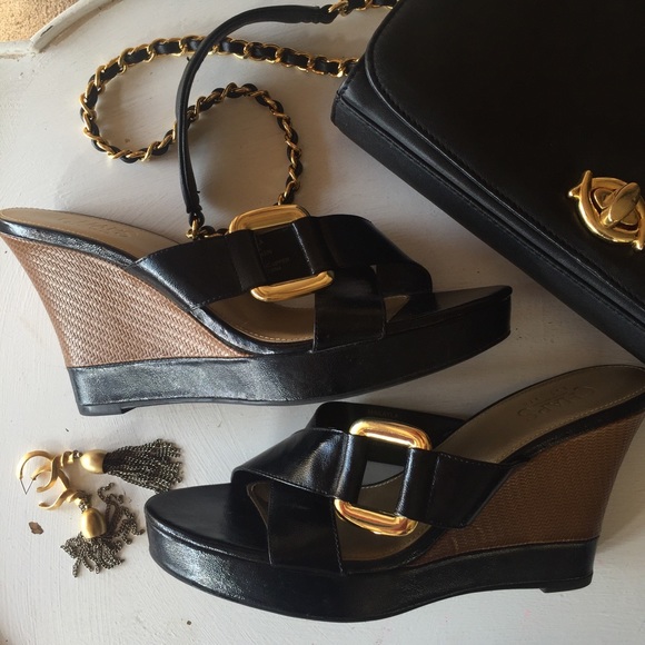 Ralph Lauren Shoes - Chaps RL patent leather wedge sandals / wedges