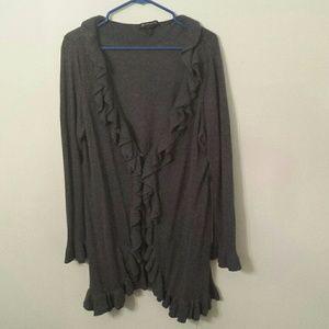 INC ruffled long cardigan