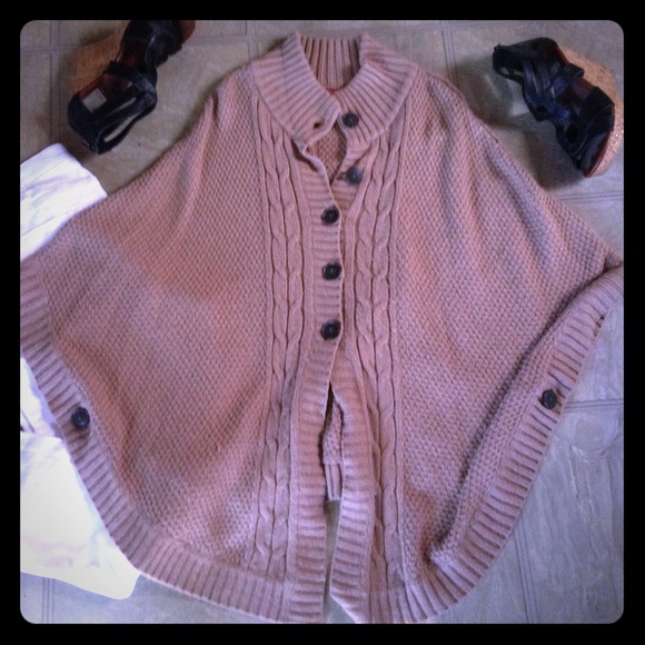 Beautiful knit button poncho sweater