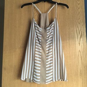 New York & Company Tan Striped Cami