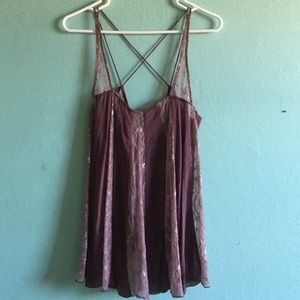Free People Purple Lace Top