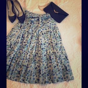 Blue Floral Midi Skirt