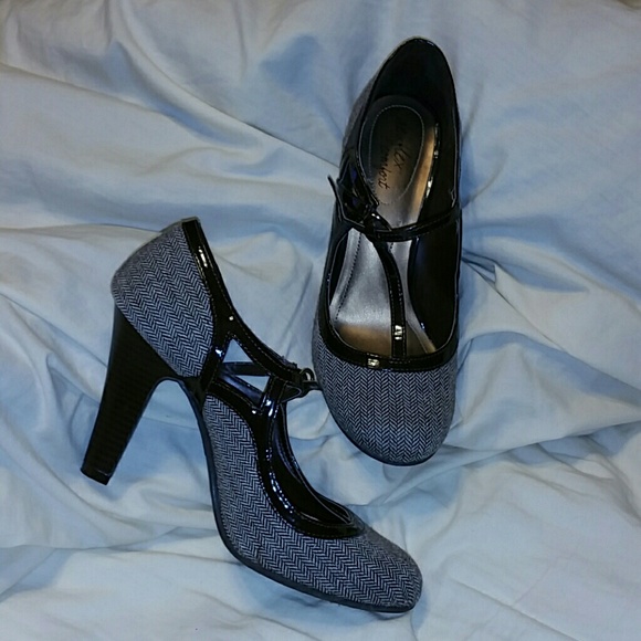 Brown herringbone heels