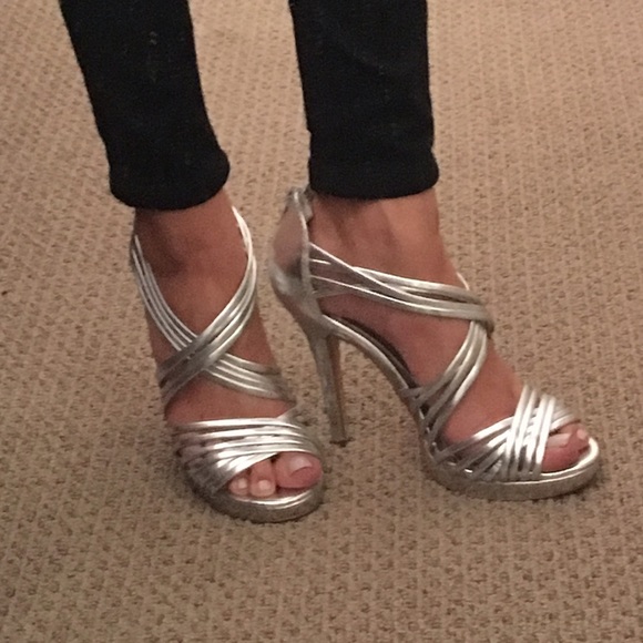 Shoes - Silver Strappy Heels