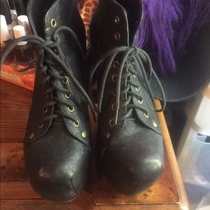 Jeffrey Campbell black leather Litas