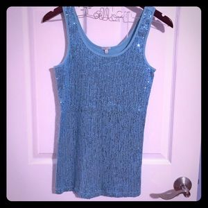 Sequin blue tank. Excellent condition !