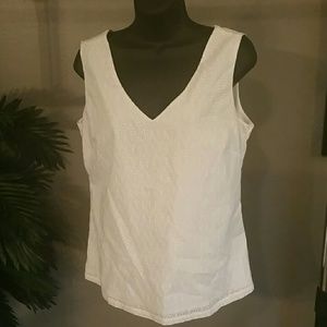 White Banana Republic eyelet top.