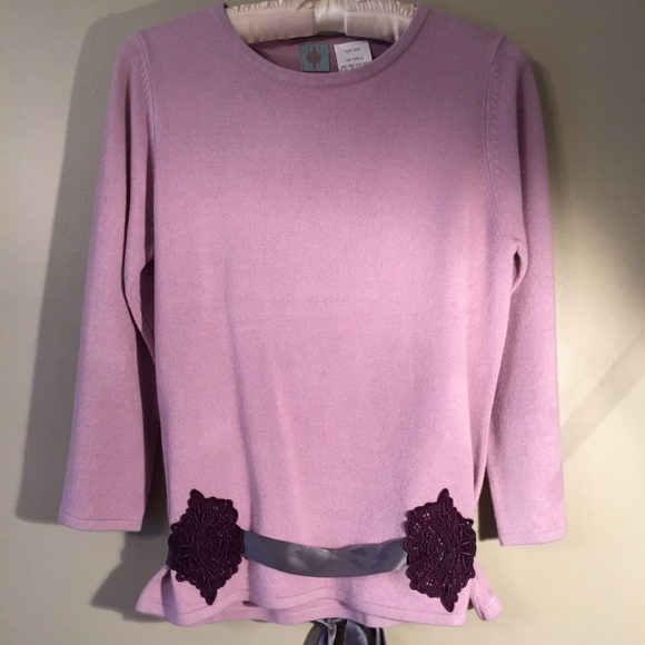 Anthropologie sweater with silk tie sash