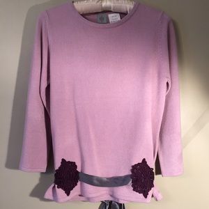 Anthropologie sweater with silk tie sash