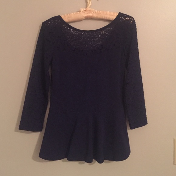 Brand new express navy blue lace shirt