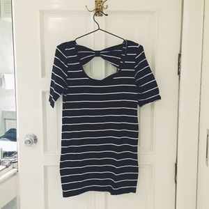 topshop b&w striped bodycon dress with bows