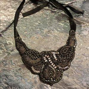Black tie necklace