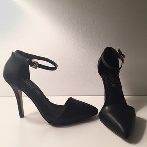 Aldo black d'orsay pumps with ankle strap