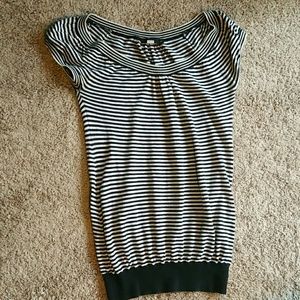 Cap sleeve b&w stripe sweater