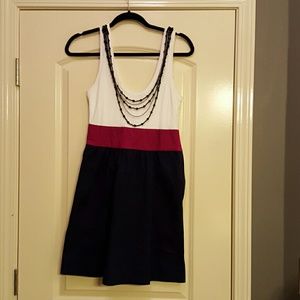 White, purple, and fuschia mini Express dress