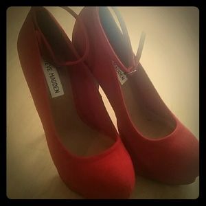 Steve Madden red velvet stilettos