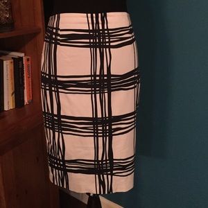Express winter-white skirt with navy blue stripes