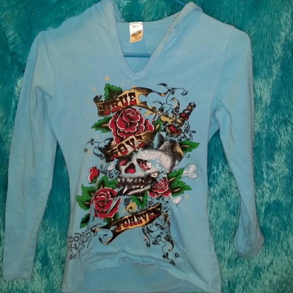 Ed hardy long sleeve hood shirt