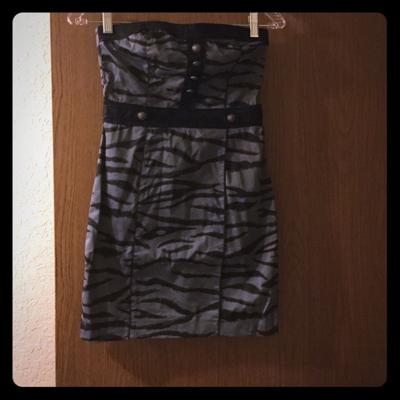 Strapless cocktail dress.