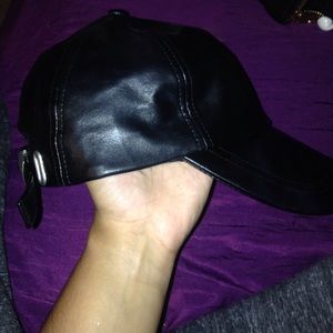 Black pleather hat