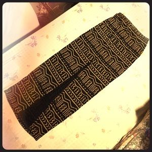 Abstract black and mustard yellow maxi skirt