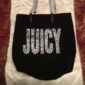 Juicy couture black wool sparkle crystal tote