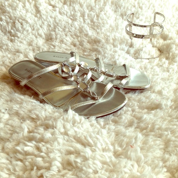 Silver rhinestone crystal strappy sandals heeled
