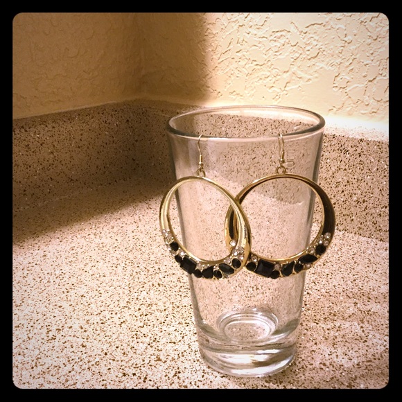 Hanging hoop earrings.